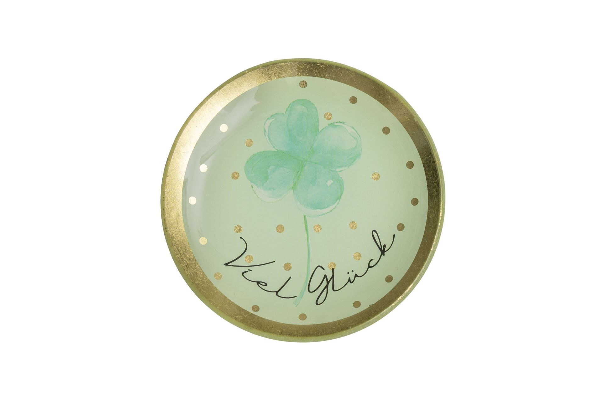 Love Plates, Glasteller S, Viel Glück, rund, mint